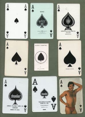 9 different single playing cards, all Aces of Spades  #360