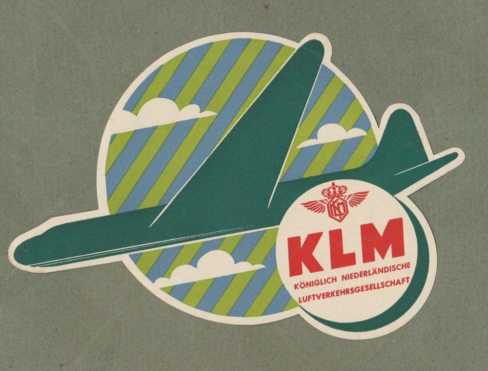 Klm Sticker Airline luggage label Baggage Label K L M Dutch airlines 724