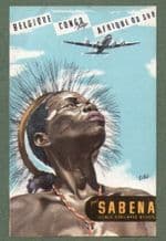 Airline luggage label Sabena Airline, To Congo rare #023