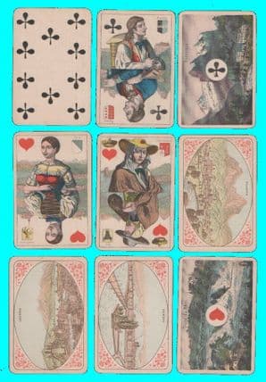 Antique Collectible playing cards. Vues & Costumes Suisse by Muller & cie