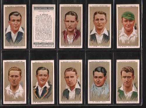 Cigarette cards Cricketers 1934 set of 50 By Players