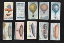 Cigarette cards set 1910 Aviation, Airship, Biplane, Zeppelin, Flying Ship,