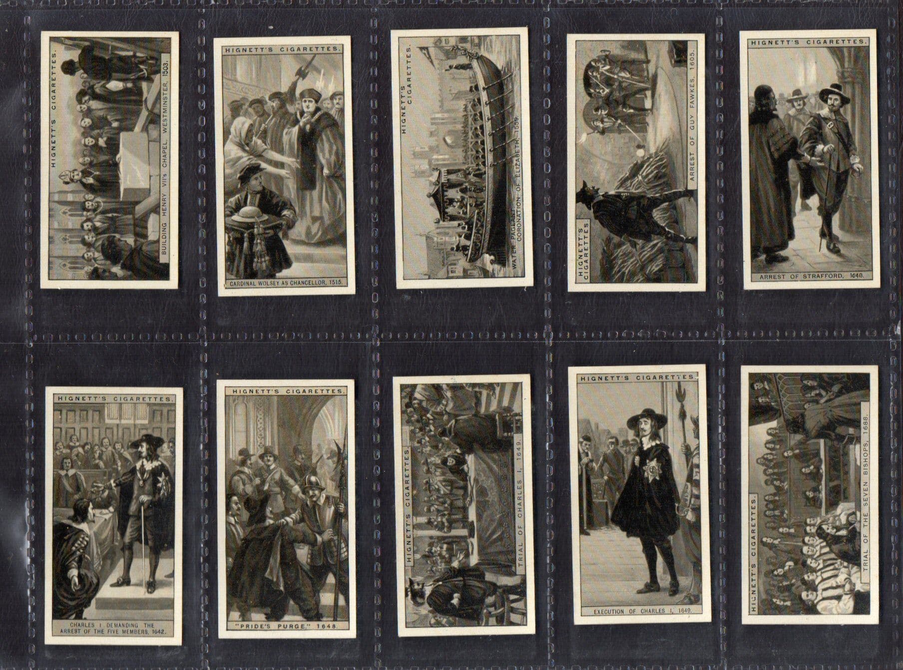 Cigarette cards set Historical London 1926 By Hignett