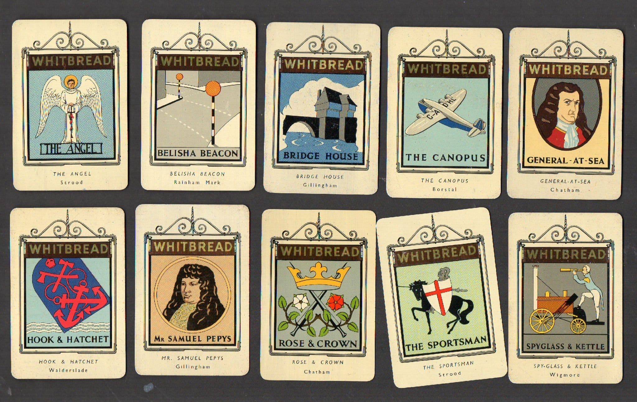Collctable Cigarette cards trade set Inn Signs METAL Second  serie1950Whitbread 1