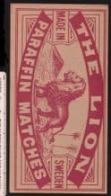 Collctable Match box label extra Large Packet size The lion #736