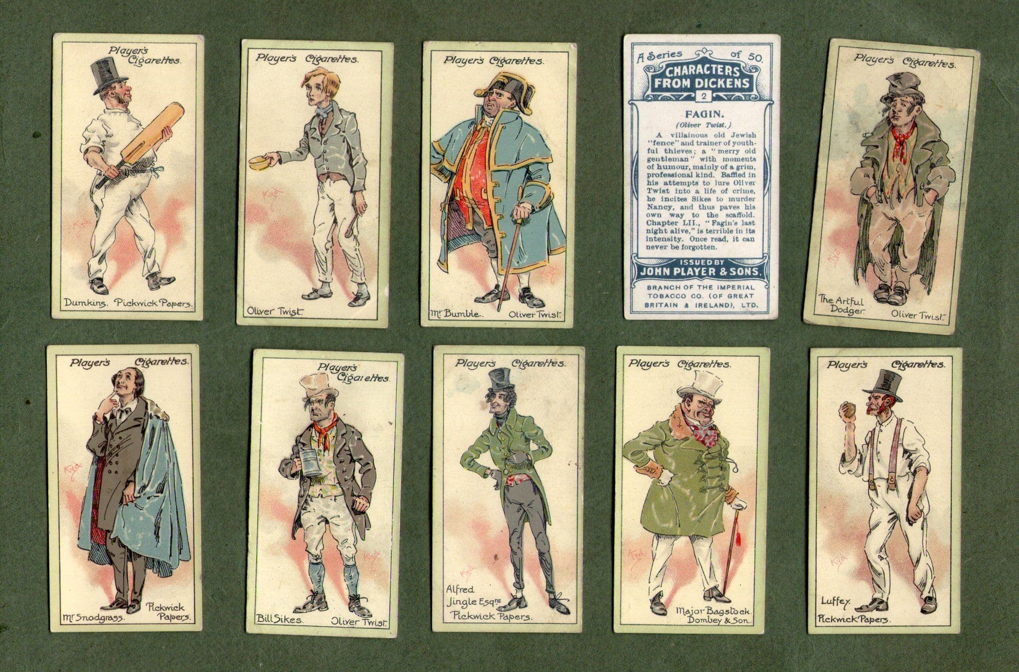 dickens cigarette cards Collectable Cigarette cards Characters from Dickens Oliver Twist Scrooge