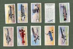 Collectable cigarette cards set Aeroplanes of today 1936