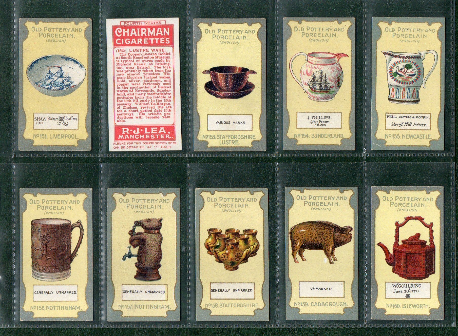 Collectable Cigarette cards set Old Pottery & Porcelain 1913 Delft Wedgwood  & etc