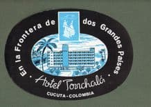 Collectable Hotel label luggage label Colombia Cocota #308