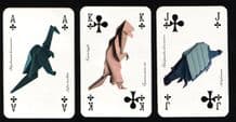 Collectable playing cards. Bianco origami dinosaurs