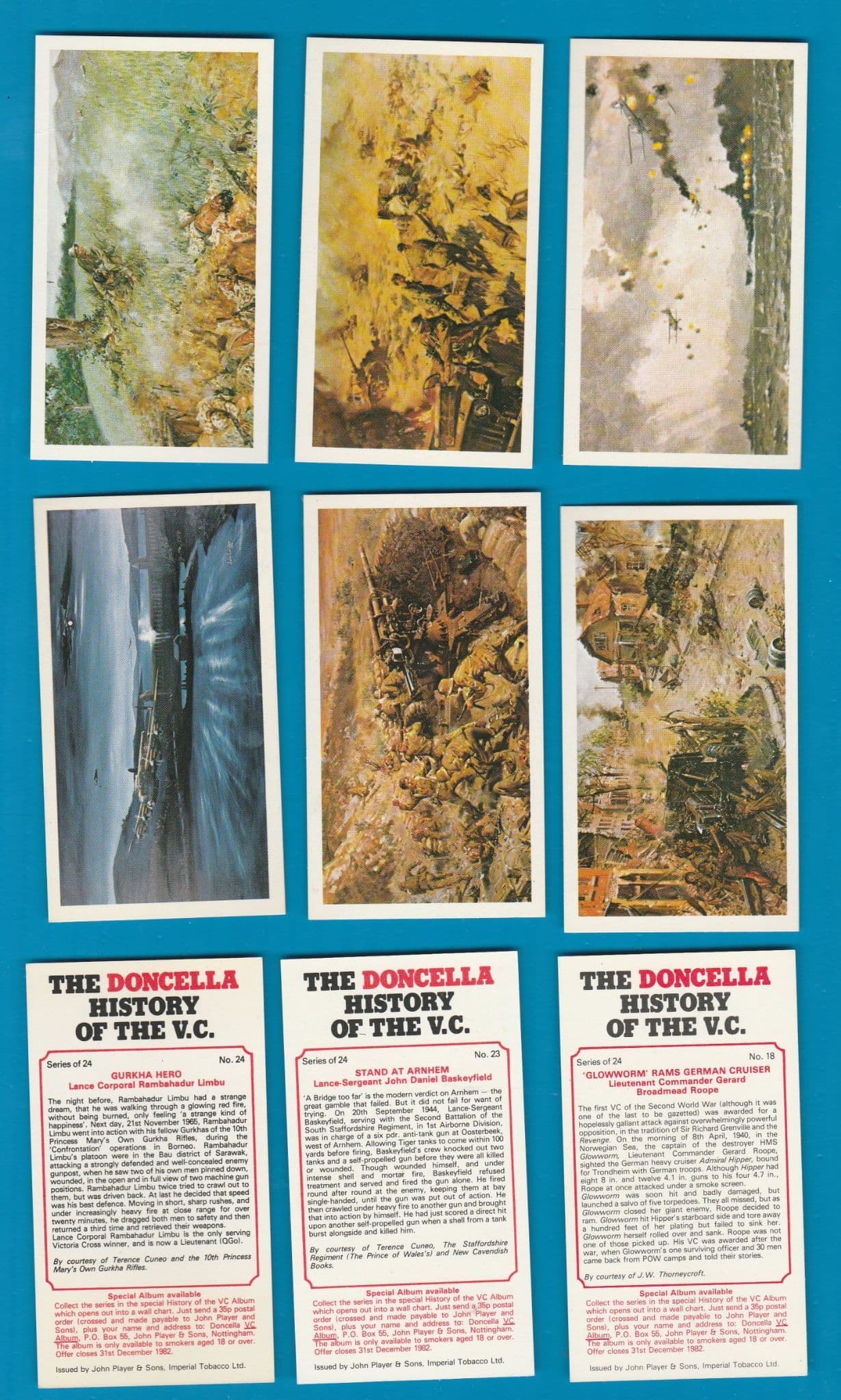 doncella cigarette cards Collectable Tobacco Cigarette cards set History of the V C set of 24