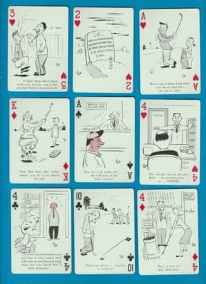 Collectable Vintage playing cards Tee-up 52 golf cartoons
