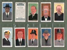 Collectible cigarette cards Caricatures 1928, Charles Chaplin,Churchill,Kipling, etc