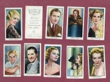 Collectible cigarette cards set Film Stars / Cinema Celebrities 1935