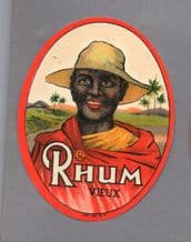 Collectible old black Americana Rum bottle label #029