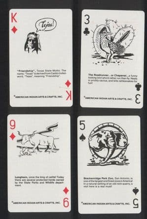 Collectible playing cards. TEXAS by American Indian Arts & Crafts.