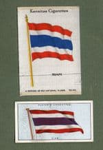 Collectible SIAM cigarette cards old Thailand flags one is silk #504