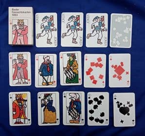 Collectible Swiss playing cards. Basler 1983 Carnival of Basle by AG Muller