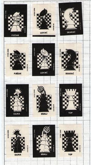 Complete set matchbox labels Game of CHESS scarce  #371