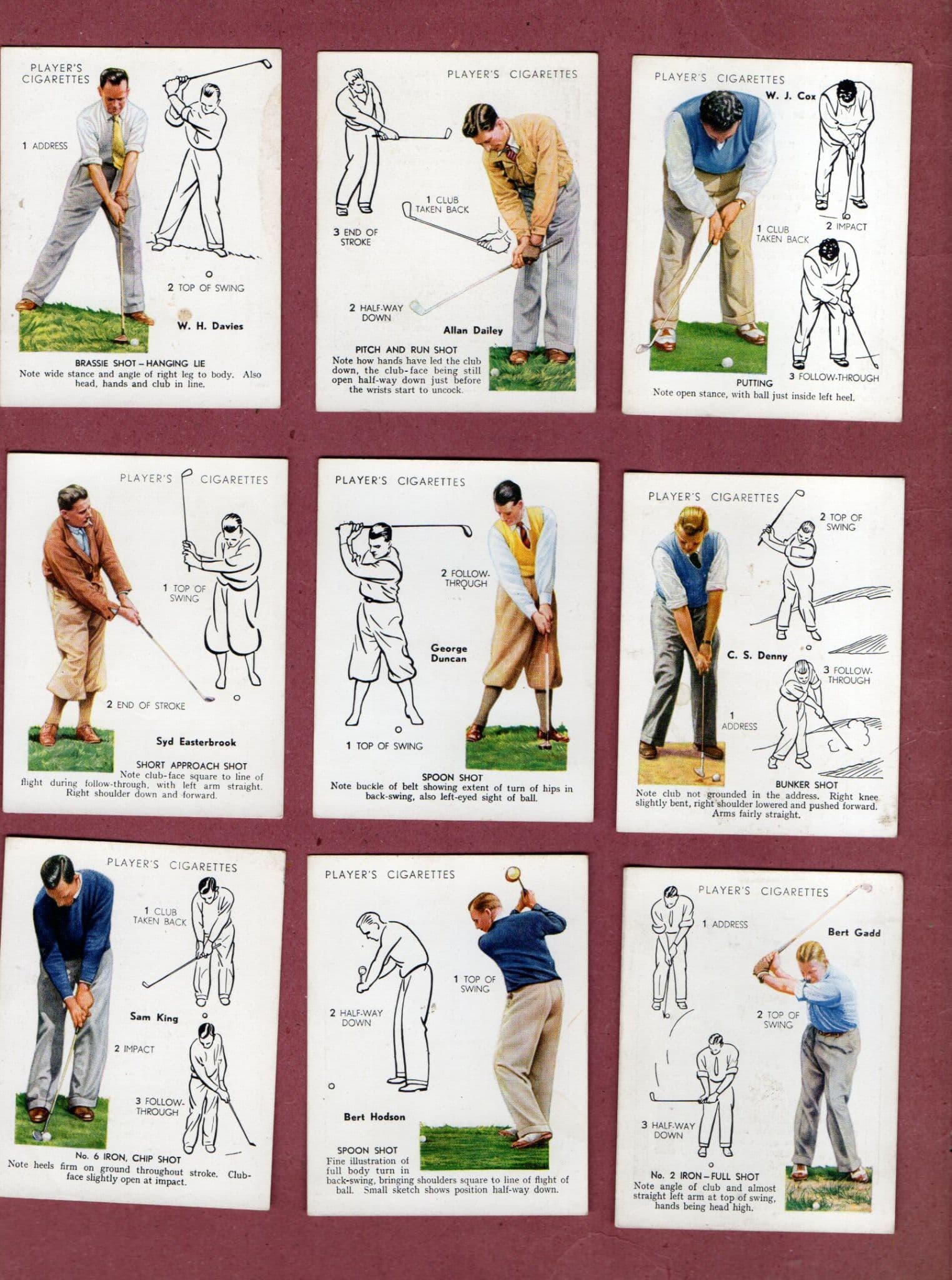 GOLF Cigarette cards set golfing how to play strokes By John Player