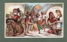 Gypsy Gipsy life RARE old coffee trade card 1890's #156