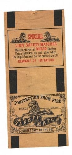 OLD RARE match box label LION