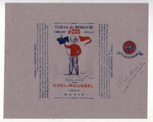 Rare old cigarette-tobacco label first world war soldier MORAVIA patriotic flag