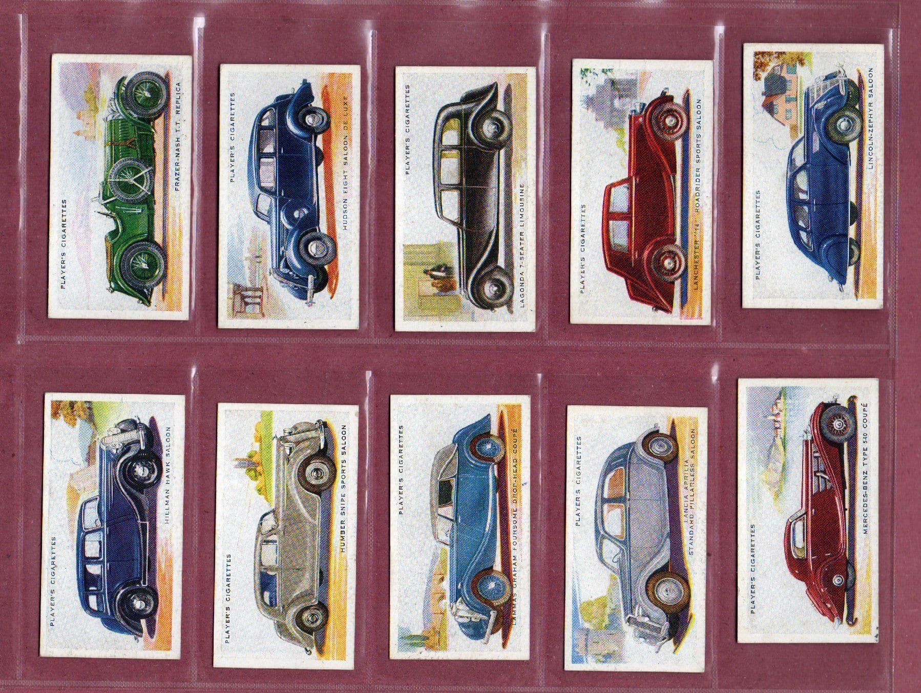 Tobacco cards Cigarette cards Motor Cars set 1937