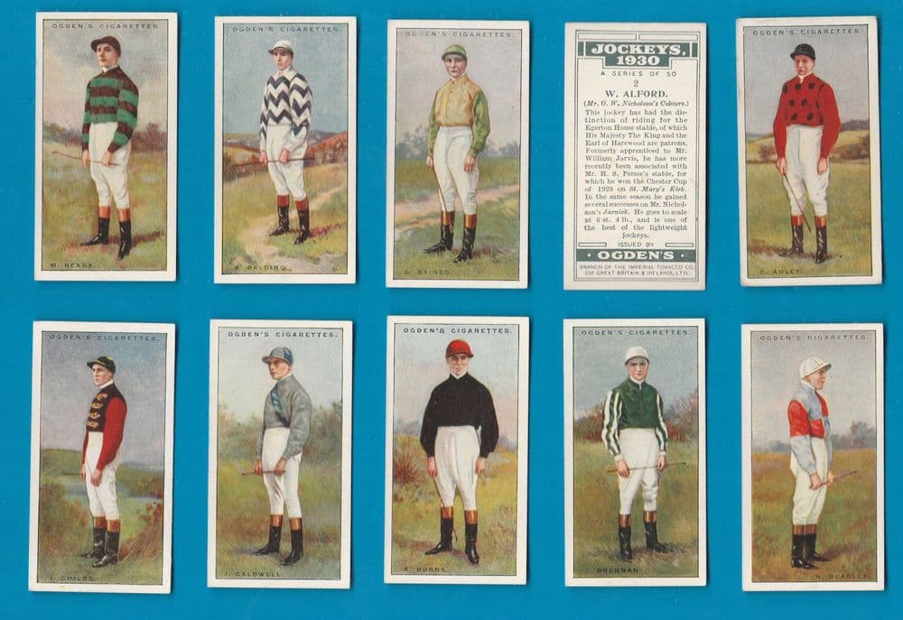jockey cigarette cards Tobacco cigarette cards Horse racing Jockeys 1930 set