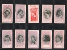 Tobacco cigarette cards set Actresses mauve surround 1916