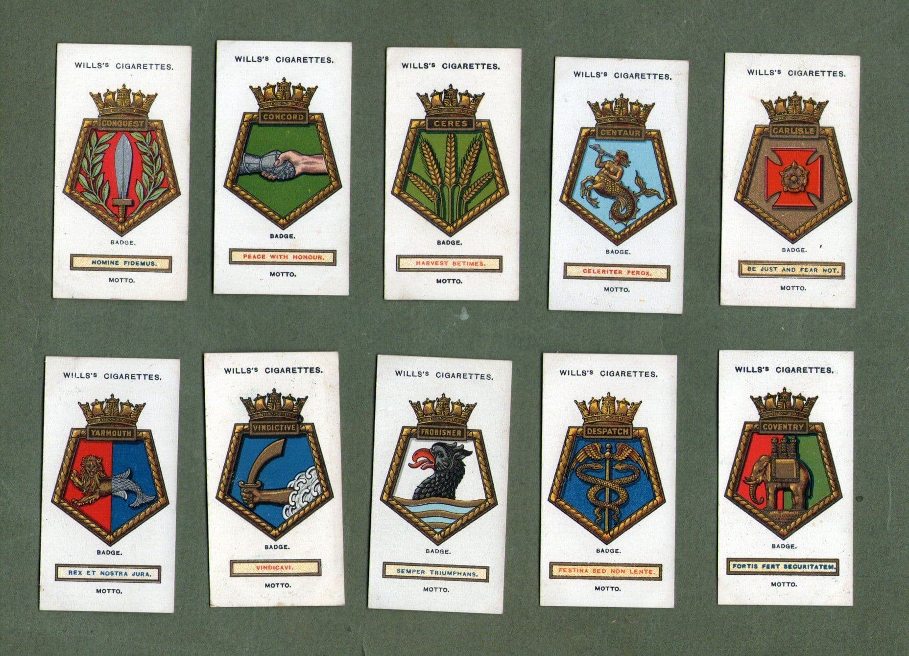 Tobacco cigarette cards set Ships Badges 1925