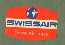 Vintage Airline label luggage Swissair Swiss Air lines #343