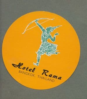 Vintage Collectible Hotel luggage label Siam Thailand Hotel Roma Bangkok #686