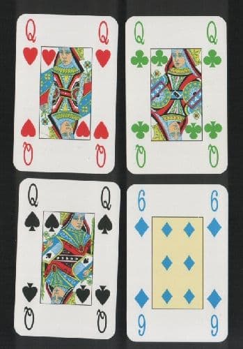 Vintage playing cards Colour-Suited 4 different colour suits
