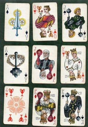 Vintage  playing cards. War of the Roses 1975, William Shakespeare.