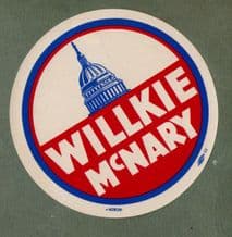 Willkie McNary old USA political campaign paper label RARE #031