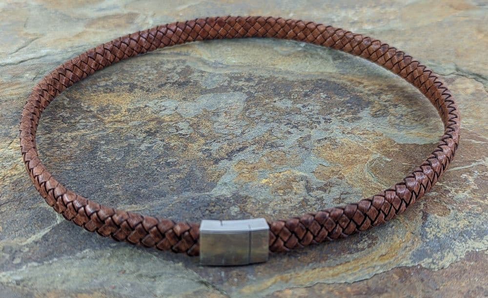 Brown Woven Leather Necklace