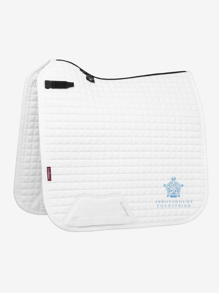 Abbotsholme School White Embroidered LeMieux Dressage Saddle Pad
