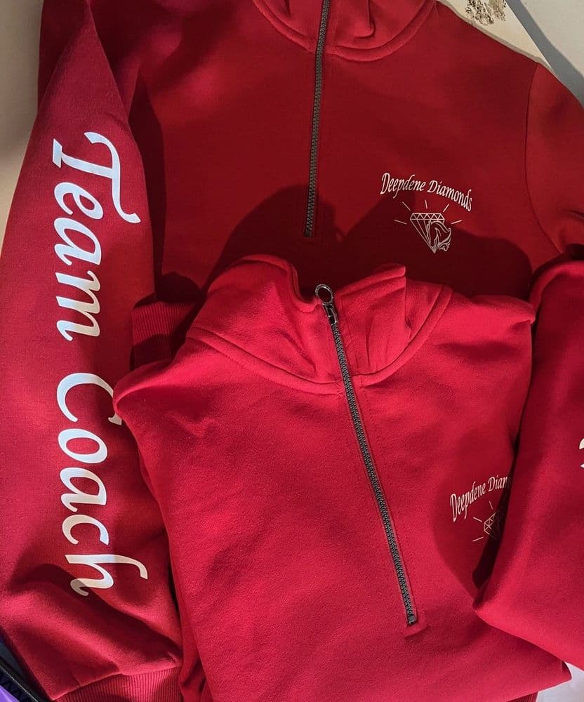Adult Deepdene DIAMONDS Team Quest Red  Quarter Zip Sweatshirt RG613