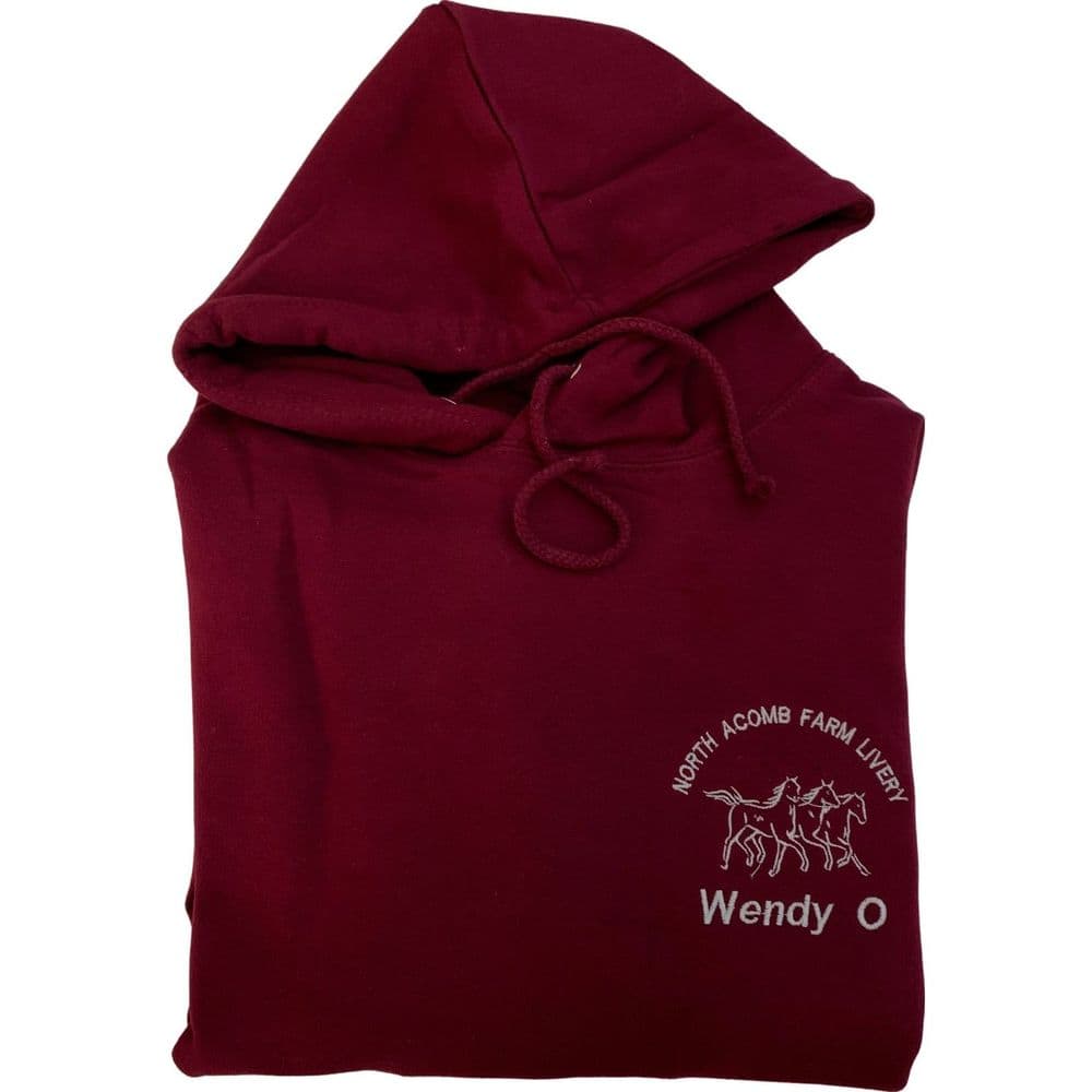 Adult North Acomb Livery Yard Riding Team Clothing Burgundy Hoodie
