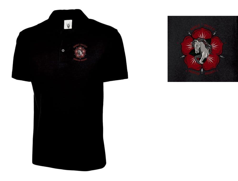 ADULT Ribble Valley Mounted Archers Black Polo Shirt UC101