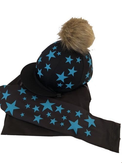 Adult's Black/Turquoise Rhino Base Layer &  Hat Silk
