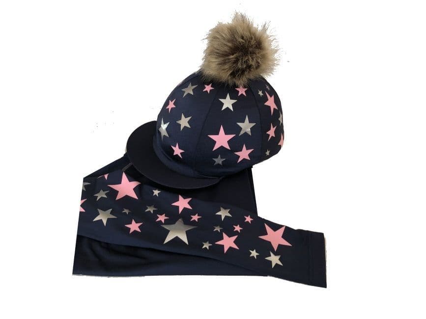 Adult's Navy/baby pink/silver Rhino Base Layer & Hat Silk