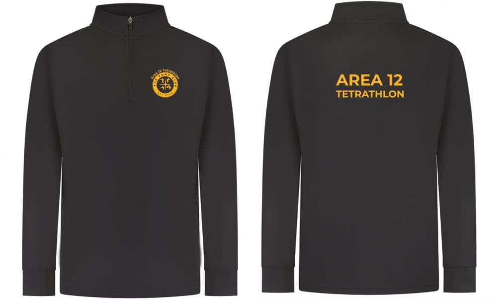 ADULTS Area 12 Tetrathlon Black Quarter Zip Top - LV874