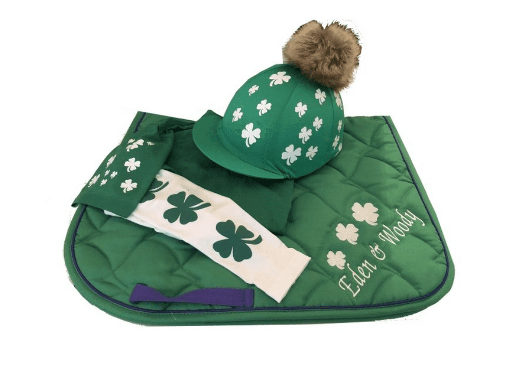 Adults Base Layer Cross Country Set Emerald and white with Shamrocks.