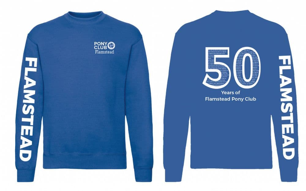 Adults Flamstead Pony Club 50th Anniversary Royal Sweatshirt UX3
