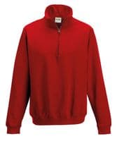 Adults Harrogate Grammar Red  Quarter Zip Sweatshirt