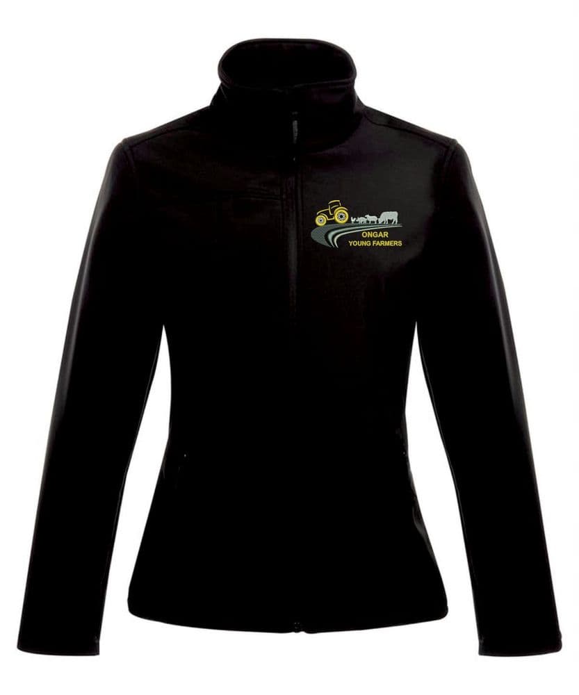 Adults ladies Fit Ongar YFC Black Softshell Jacket rg195