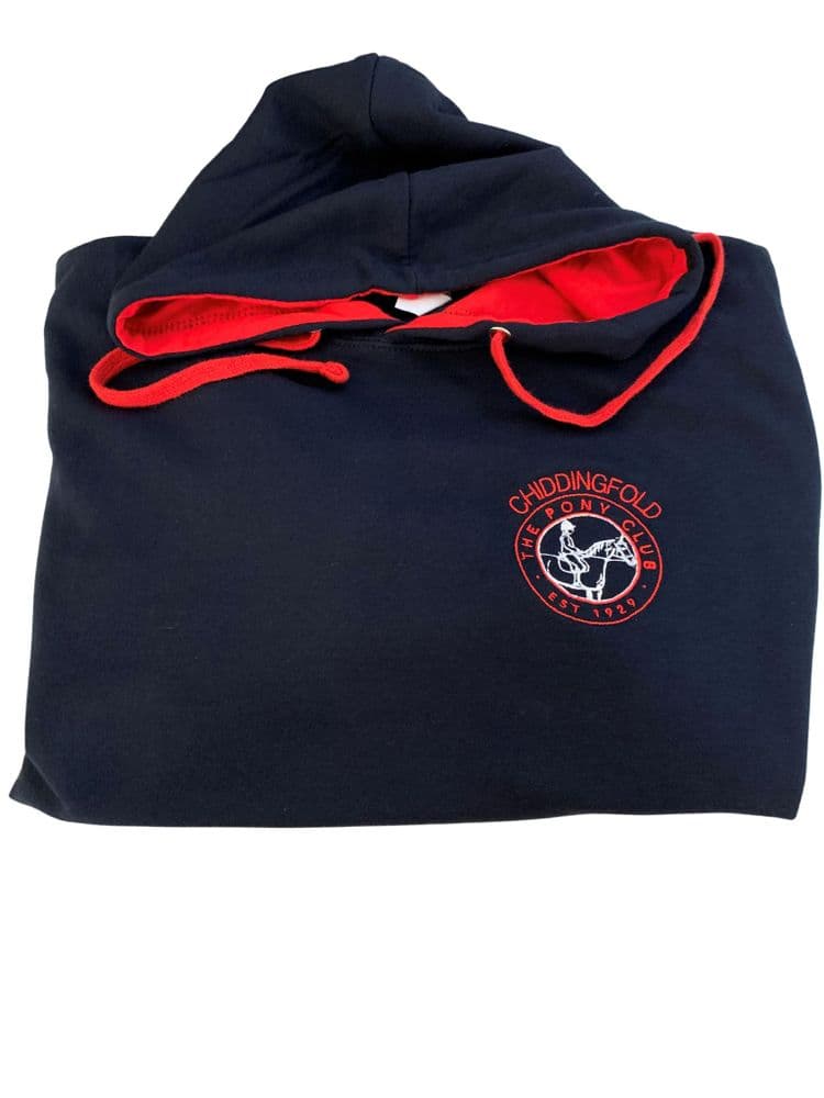 Adults Navy/Red Chiddingfold Pony Club Team Hoodie