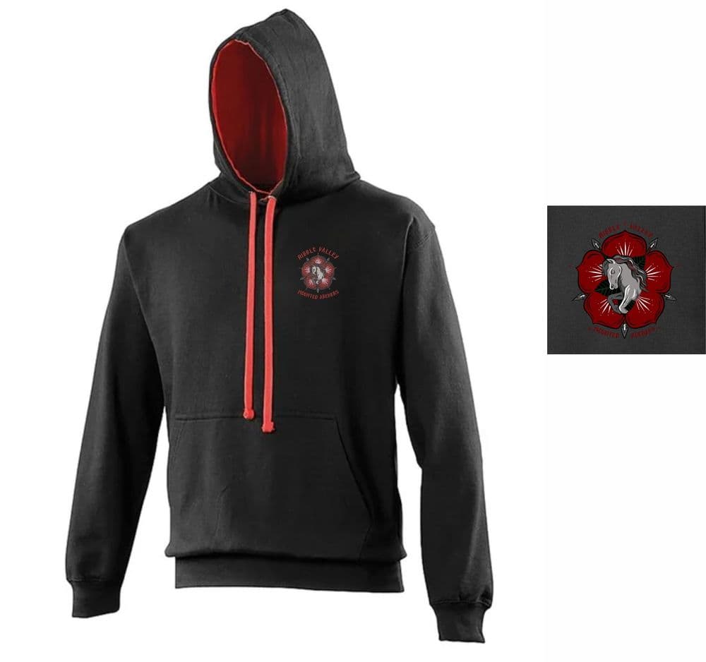 Adults  Ribble Valley Mounted Archers Black with red hood  Hoodie Jh003